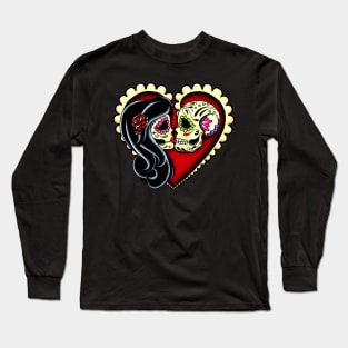 Ashes - Dia de los Muertos Couple - Day of the Dead Sugar Skull Lovers Long Sleeve T-Shirt